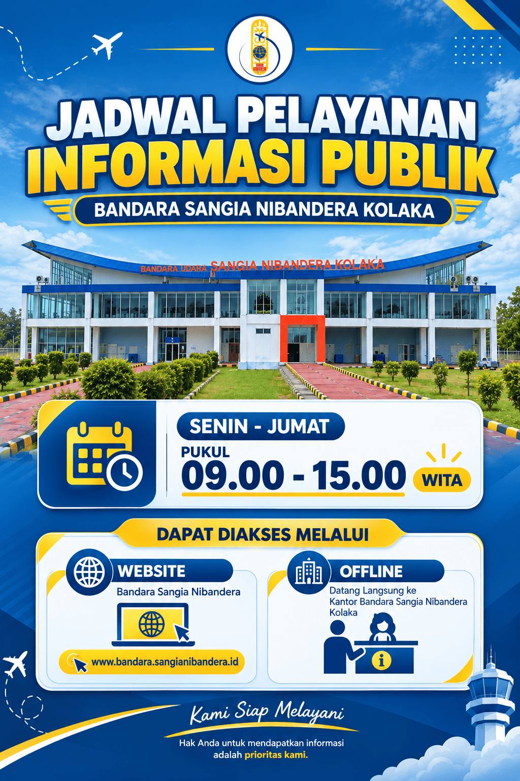 flyer jadwal pelayanan bandara sangia nibandera