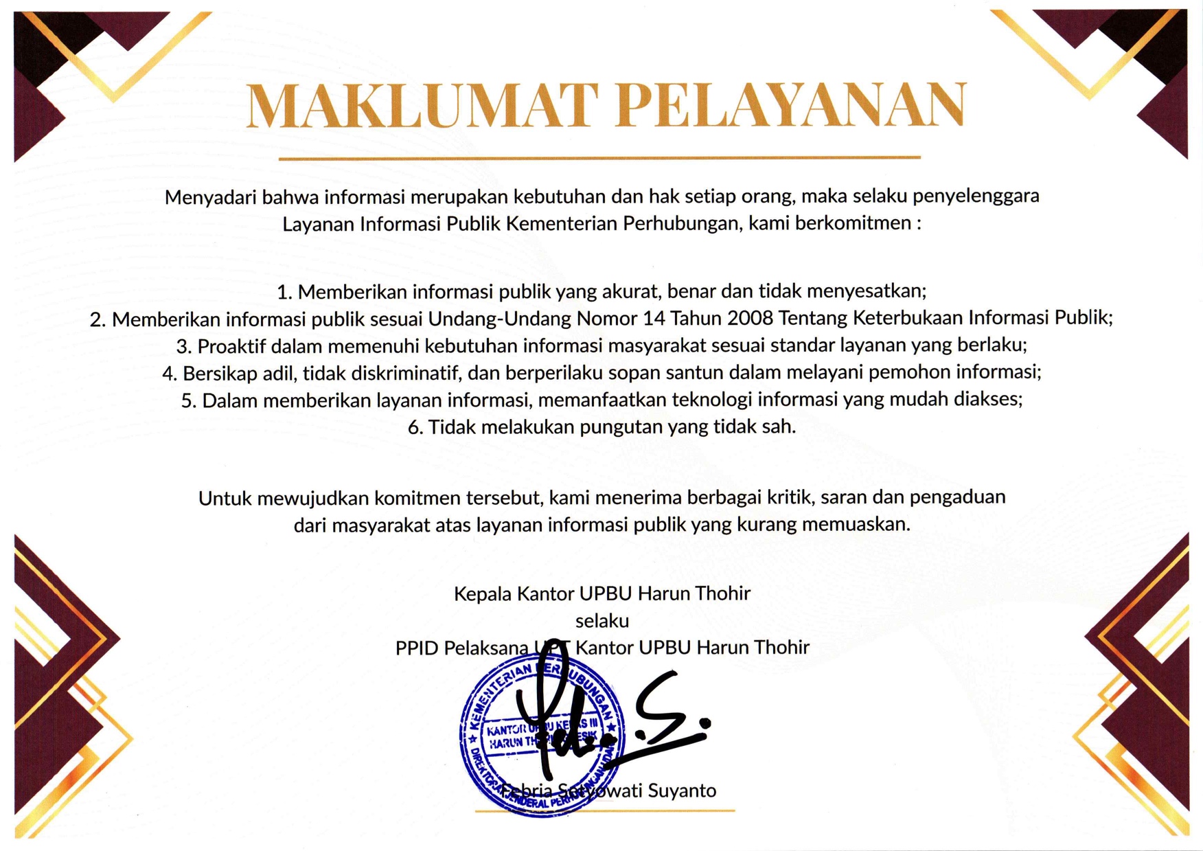 Maklumat Pelayanan Informasi