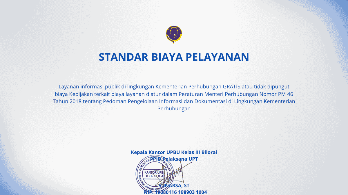 STANDAR BIAYA LAYANAN