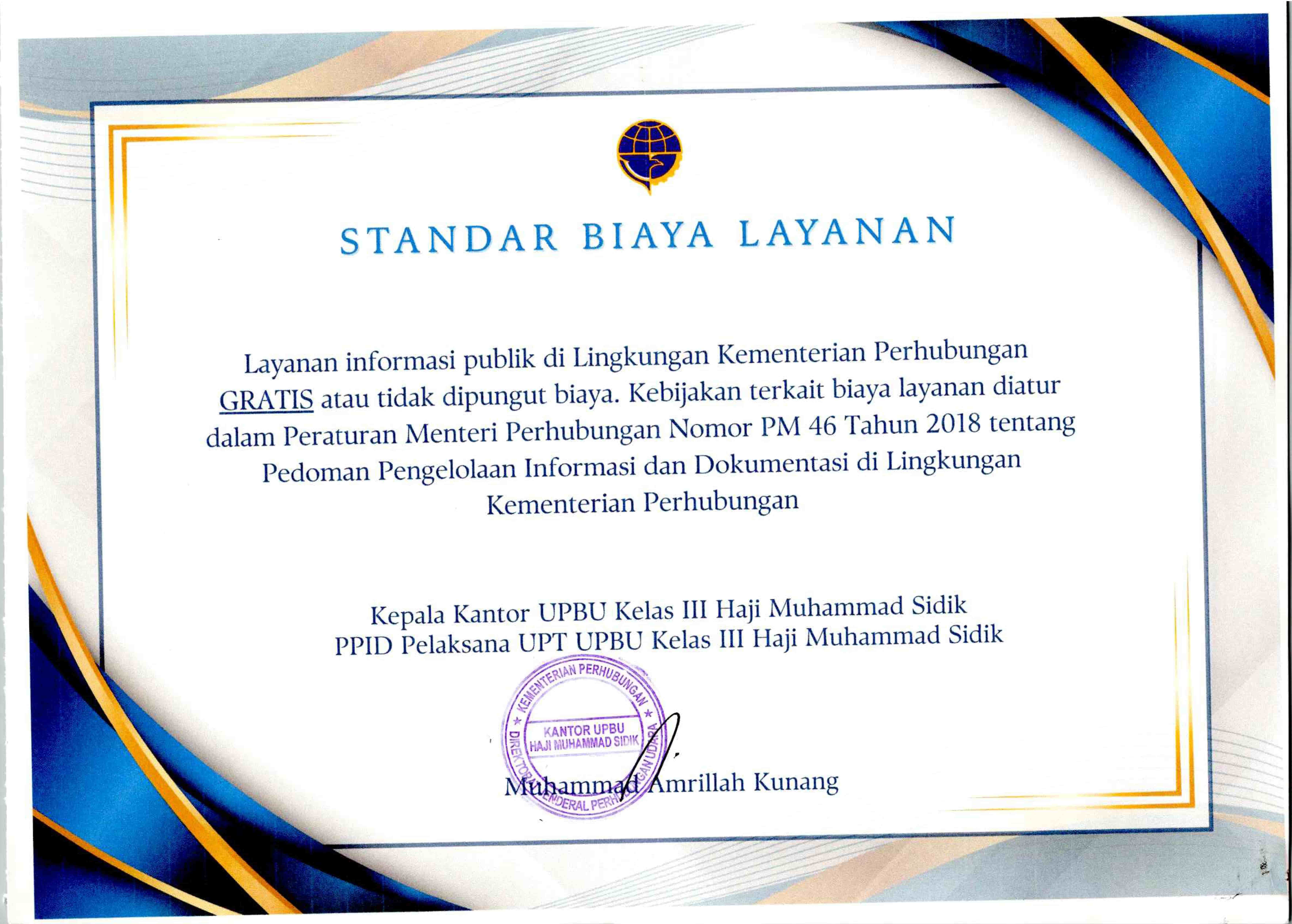 Standar Biaya Pelayanan